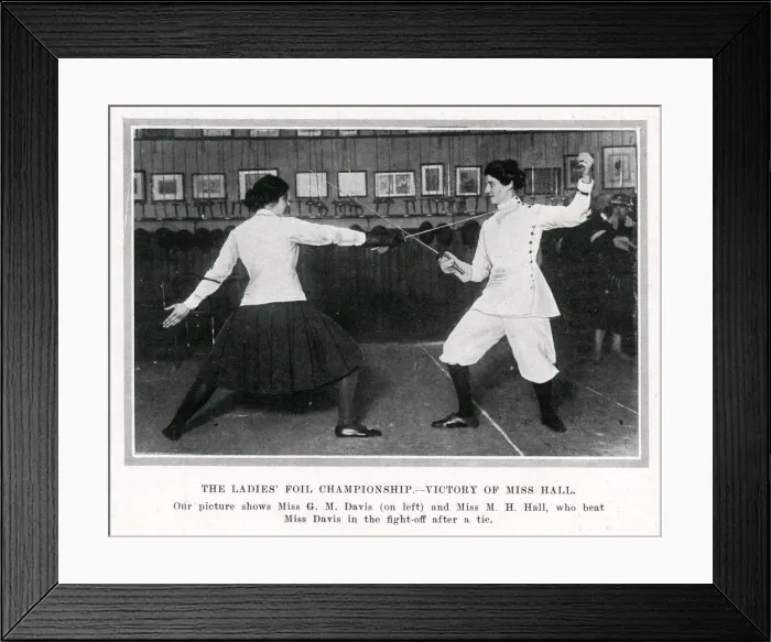 Framed Print : Fencing - the Ladies Foil Championship - Miss Hall wins Framed Print : Fencing - the Ladies Foil Championship - Miss Hall wins