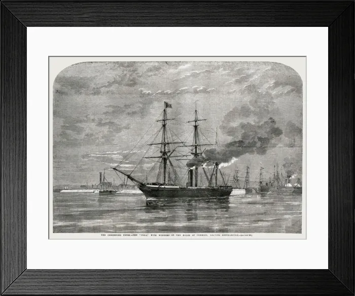 Framed Print : The Cherbourg Fetes, the Pera leaving Southampton