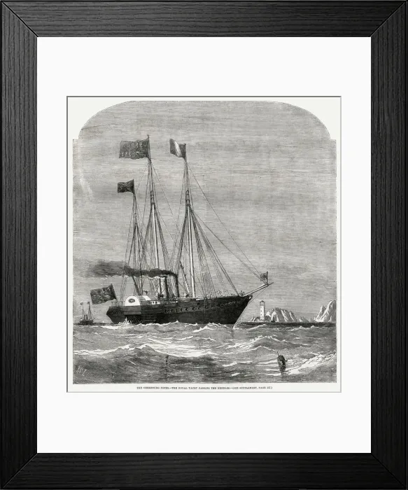 Framed Print : The Cherbourg Fetes, the Royal Yacht passing the Needles Framed Print : The Cherbourg Fetes, the Royal Yacht passing the Needles