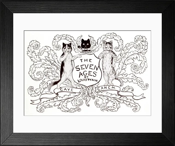 Framed Print : Supplement front cover, The Seven Ages by Louis Wain Framed Print : Supplement front cover, The Seven Ages by Louis Wain