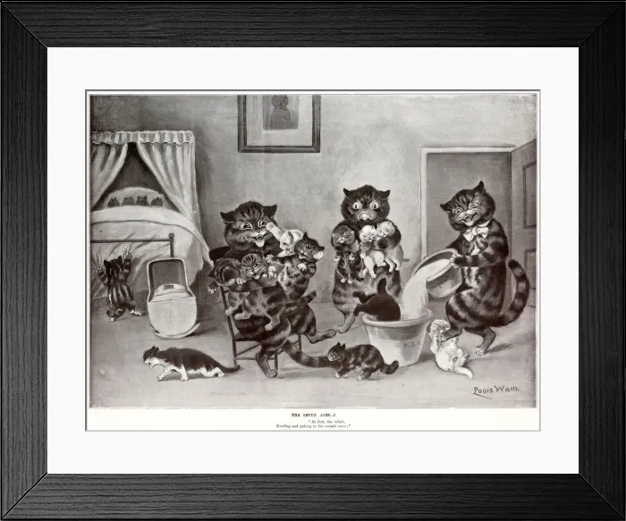 Framed Print : Supplement, The Seven Ages by Louis Wain - One Framed Print : Supplement, The Seven Ages by Louis Wain - One