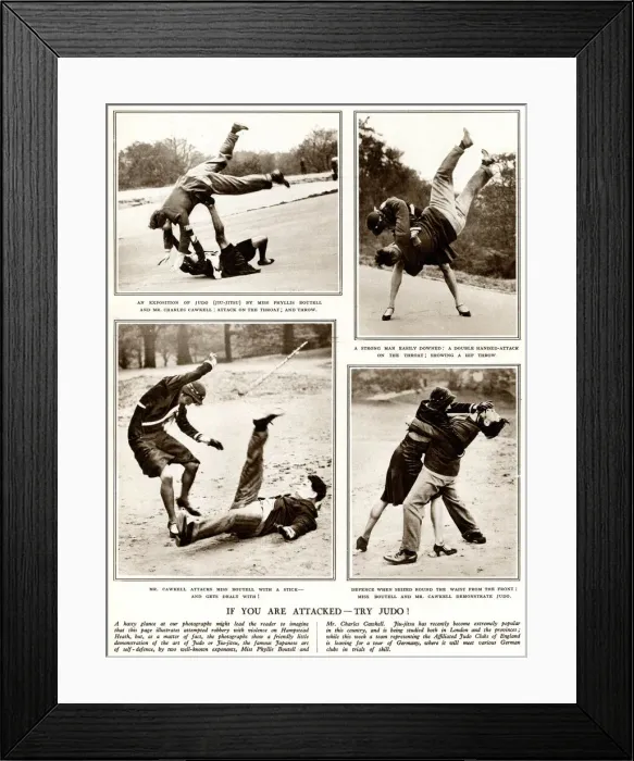 Framed Print : Judo as self-defence as demonstrated by Phyllis Boutell Framed Print : Judo as self-defence as demonstrated by Phyllis Boutell