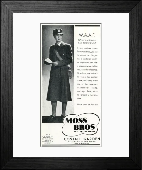 Framed Print : WaF officer uniform from Moss Bros 1940