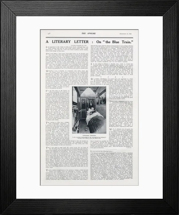 Framed Print : Reading in bed in the luxurious - The Blue Train Framed Print : Reading in bed in the luxurious - The Blue Train