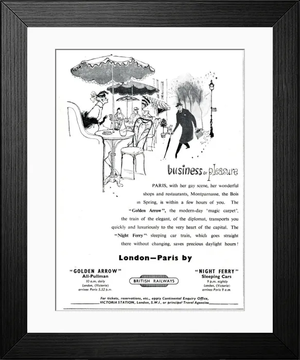 Framed Print : London to Paris by British Railways - Business or Pleasure Framed Print : London to Paris by British Railways - Business or Pleasure