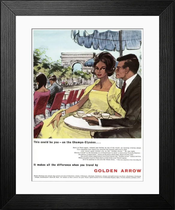Framed Print : Advertisement for the Golden Arrow - British Railways Framed Print : Advertisement for the Golden Arrow - British Railways