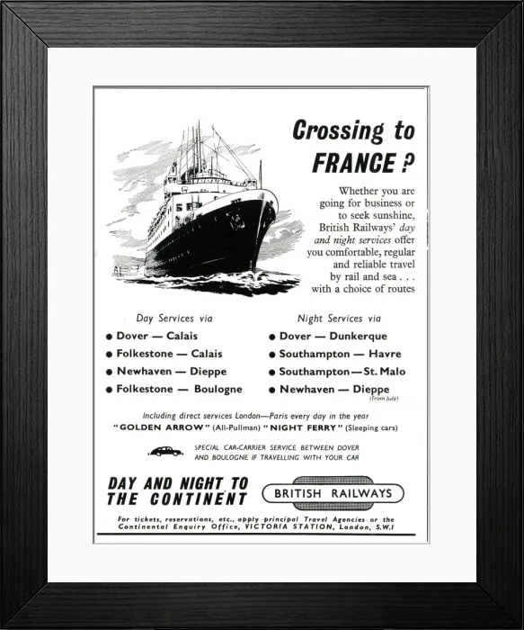 Framed Print : Crossing to France? Travel with British Railways Framed Print : Crossing to France? Travel with British Railways