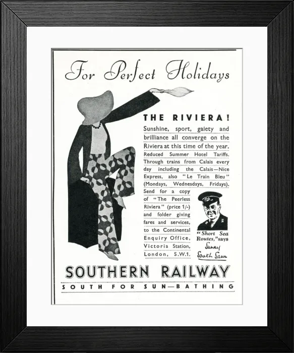 Framed Print : Advertisement for Southern Railway - South for Sunbathing Framed Print : Advertisement for Southern Railway - South for Sunbathing