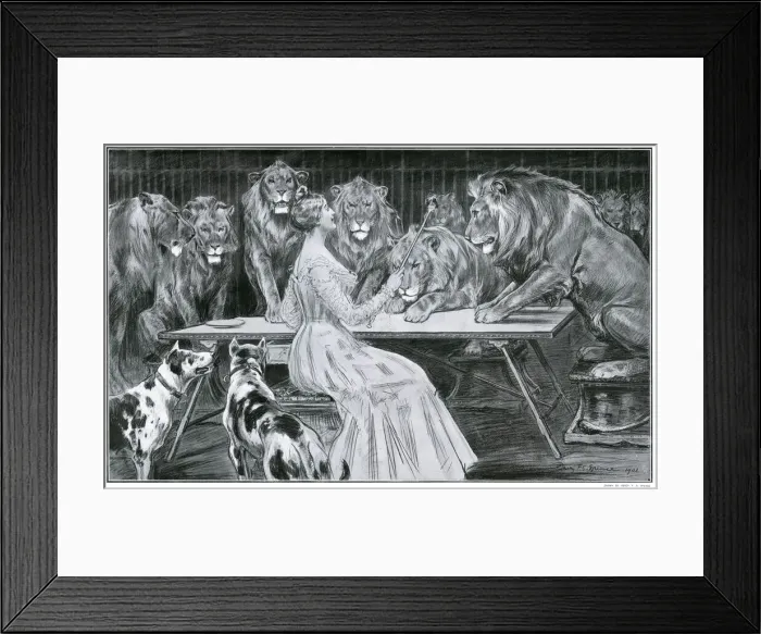 Framed Print : London Hippodrome, Madame Heliot & her lions Framed Print : London Hippodrome, Madame Heliot & her lions