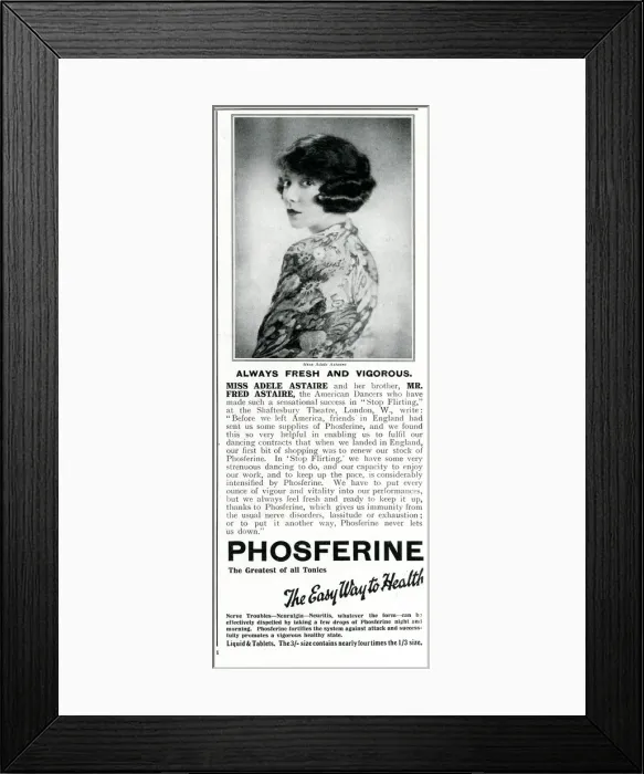 Framed Print : Advert for Phospherine with Adele Astaire 1923 Framed Print : Advert for Phospherine with Adele Astaire 1923