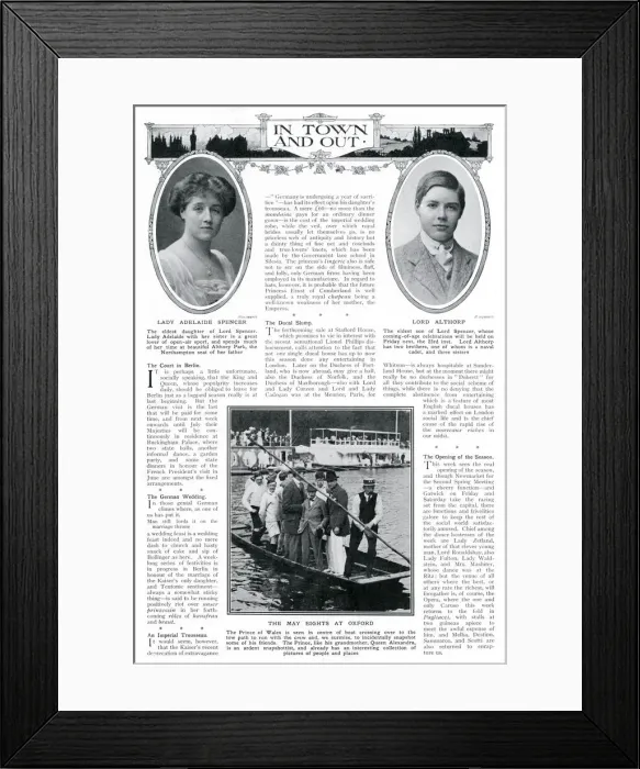 Framed Print : Lord Althorp and Lady Adelaide Spencer in The Tatler Framed Print : Lord Althorp and Lady Adelaide Spencer in The Tatler