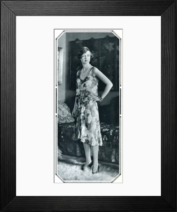 Framed Print : Mme, Drake-Exner wearing in a dress of her own design