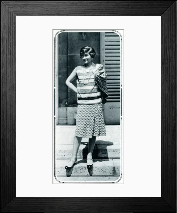 Framed Print : Coco Chanel in her own designs Framed Print : Coco Chanel in her own designs