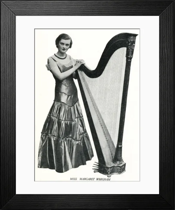 Framed Print : Miss Margaret Whigham with her harp