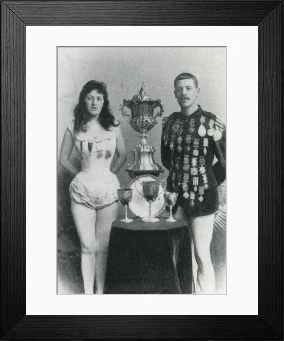 Framed Print : James & Marie Finney, exhibition swimmers at Hippodrome