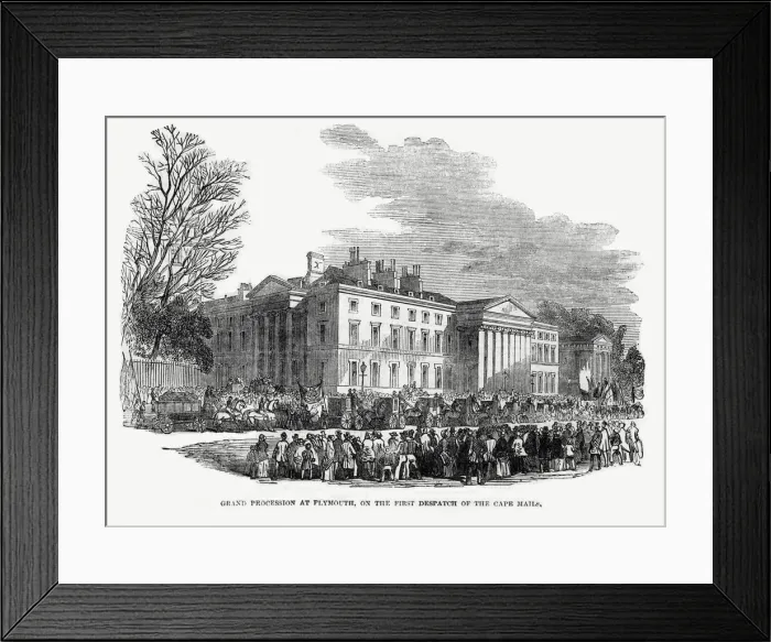 Framed Print : Grand procession at Plymouth on first dispatch of Cape mails Framed Print : Grand procession at Plymouth on first dispatch of Cape mails