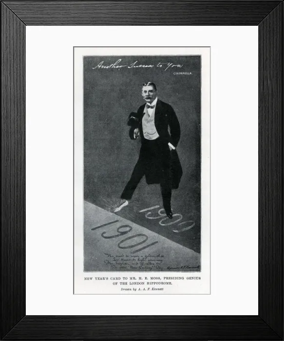 Framed Print : Sketch card design to Edward Moss of the London Hippodrome Framed Print : Sketch card design to Edward Moss of the London Hippodrome