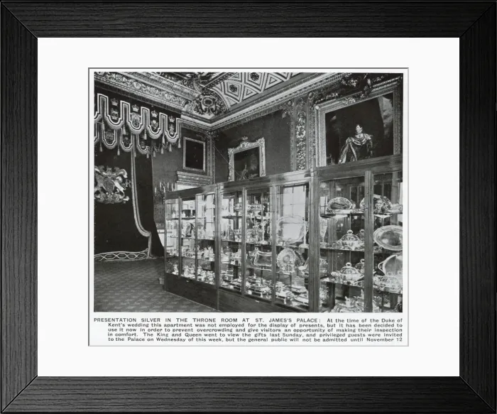 Framed Print : Silver wedding gifts on display, Gloucester marriage