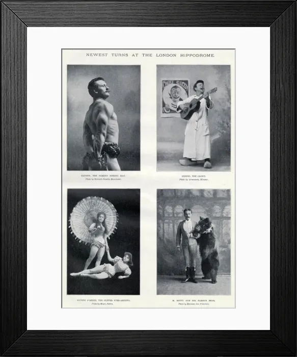 Framed Print : Newest turns at the London Hippodrome 1900 Framed Print : Newest turns at the London Hippodrome 1900