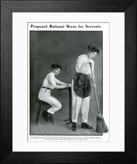 Framed Print : Proposed rational dress for servants, 1912 Framed Print : Proposed rational dress for servants, 1912
