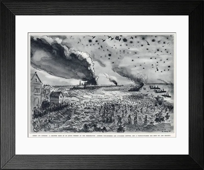 Framed Print : Sunset off Dunkirk during the evacuation, WW2 Framed Print : Sunset off Dunkirk during the evacuation, WW2