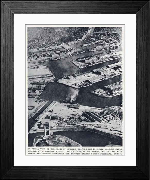 Framed Print : Aerial view of Dunkirk docks before the evacuation, WW2 Framed Print : Aerial view of Dunkirk docks before the evacuation, WW2