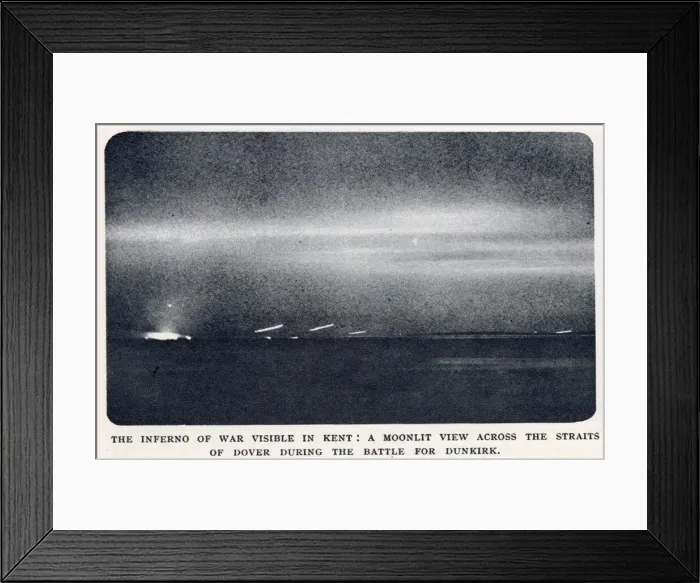 Framed Print : Moonlit view during Battle for Dunkirk, northern France, WW2 Framed Print : Moonlit view during Battle for Dunkirk, northern France, WW2