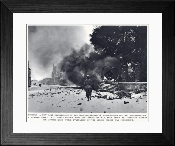 Framed Print : Street scene during the evacuation of Dunkirk, WW2 Framed Print : Street scene during the evacuation of Dunkirk, WW2