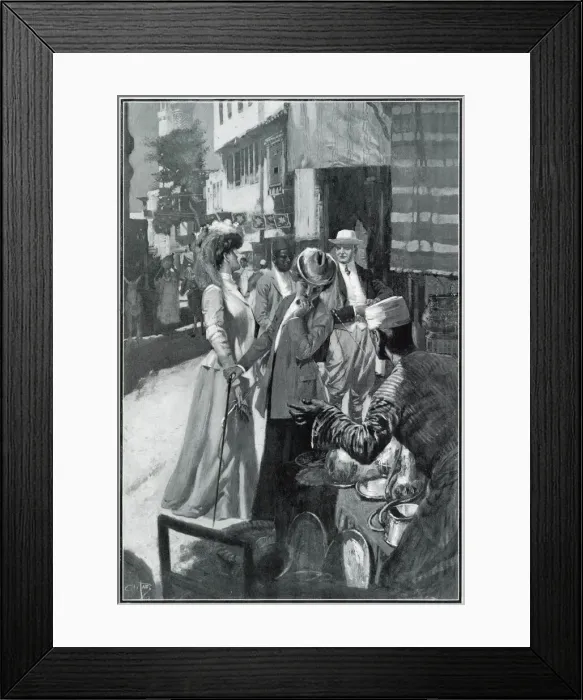 Framed Print : British travellers in a Cairo bazaar Framed Print : British travellers in a Cairo bazaar