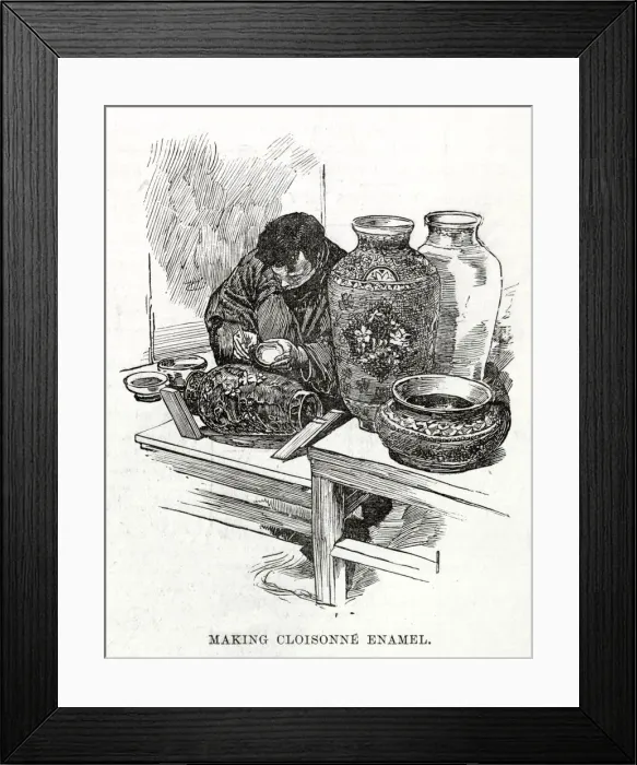 Framed Print : Making Cloisonne enamel - Japanese village in London Framed Print : Making Cloisonne enamel - Japanese village in London