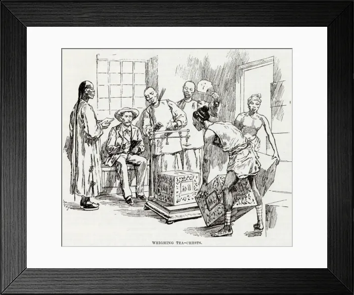 Framed Print : Weighing tea chests, China