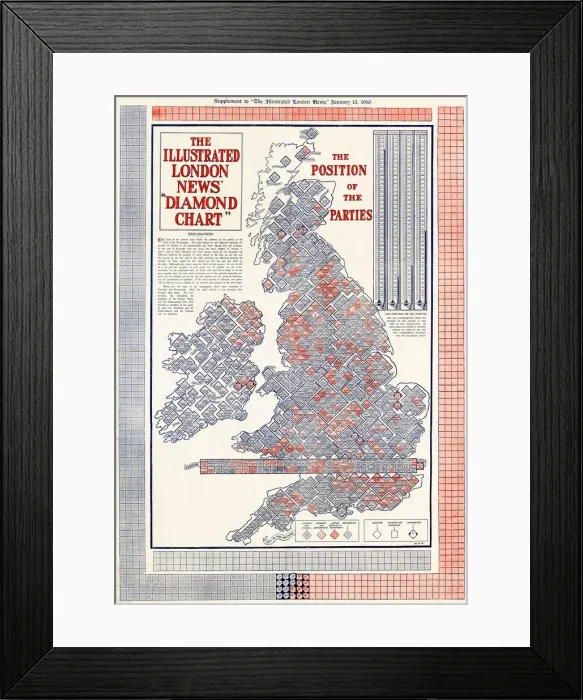 Framed Print : The Illustrated London News - Diamond Chart Election Map Framed Print : The Illustrated London News - Diamond Chart Election Map