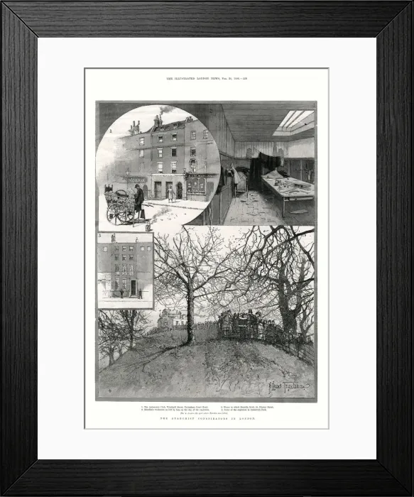 Framed Print : The Anarchist Conspirators in London - Greenwich Bombing