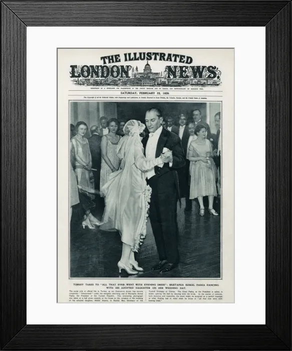 Framed Print : Mustafa Kemal Ataturk dancing with his adopted daughter Framed Print : Mustafa Kemal Ataturk dancing with his adopted daughter