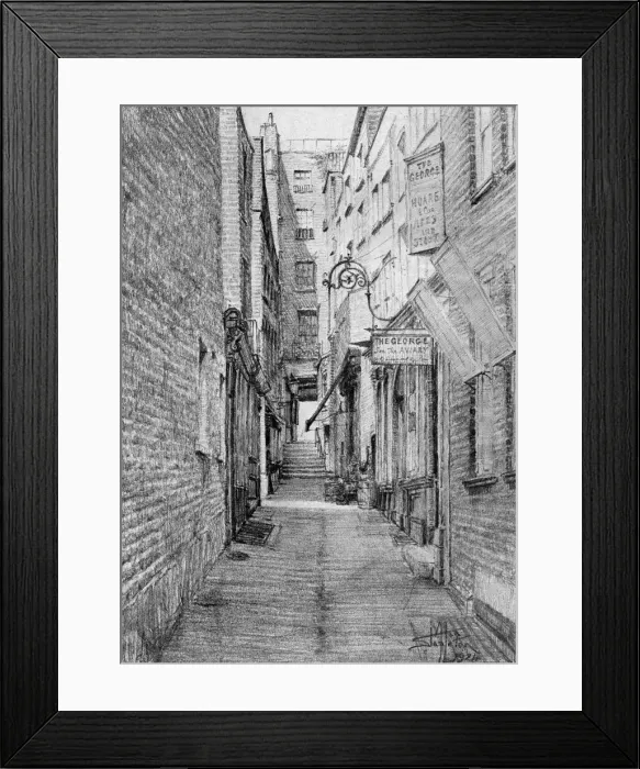 Framed Print : George Court, looking towards The Strand, 1924