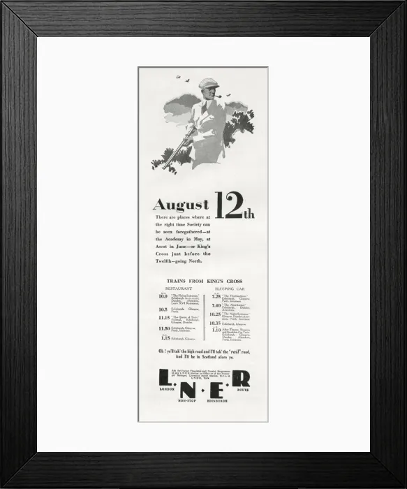 Framed Print : LNER Advertisement - August 12th Framed Print : LNER Advertisement - August 12th