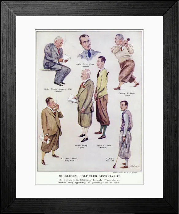 Framed Print : Middlesex Golf Club Secretaries by H. H. Harris Framed Print : Middlesex Golf Club Secretaries by H. H. Harris