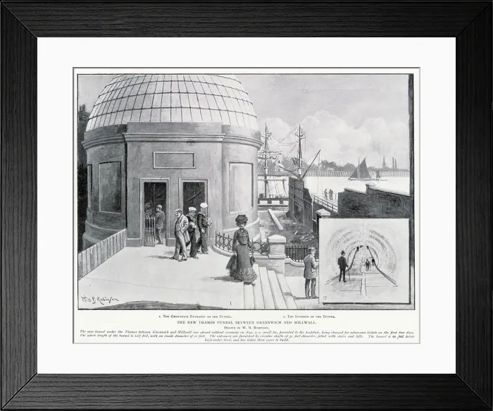 Framed Print : Greenwich entrance of the foot tunnel designed by civil engineer Sir Alexander Binniel. Date: 1902 Framed Print : Greenwich entrance of the foot tunnel designed by civil engineer Sir Alexander Binniel. Date: 1902