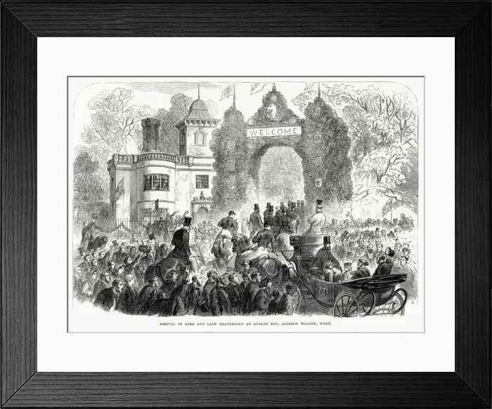 Framed Print : The arrival of Lord and Lady Braybrooke at Audley End House. Date: 1866 Framed Print : The arrival of Lord and Lady Braybrooke at Audley End House. Date: 1866
