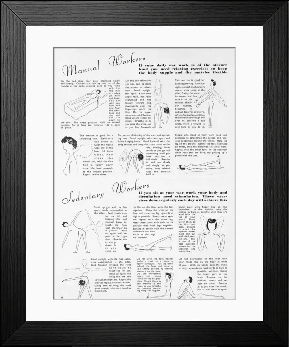 Framed Print : Manual and sedentary workers, 1942