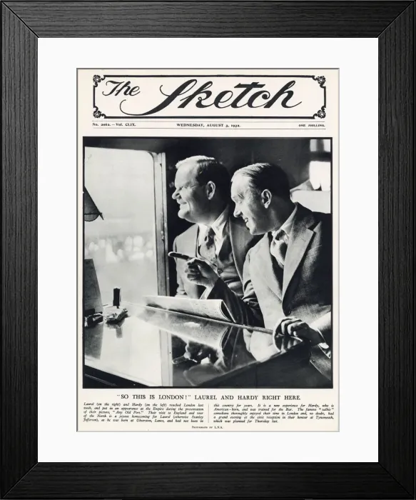 Framed Print : Sketch cover, Laurel & Hardy visit the UK Framed Print : Sketch cover, Laurel & Hardy visit the UK