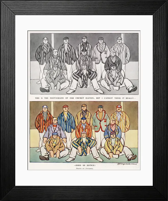 Framed Print : Cricket team in blazers by Fougasse Framed Print : Cricket team in blazers by Fougasse