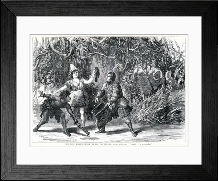 Framed Print : Scene from Robinson Crusoe at the Folly Theatre, London. Date: 1876