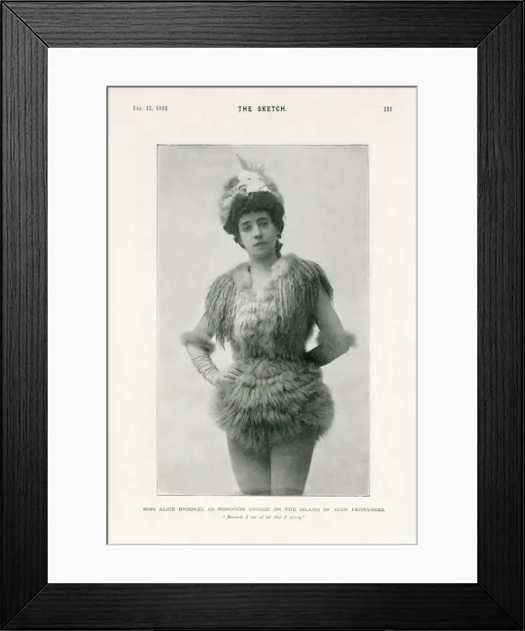Framed Print : Alice Brookes in the role of Robinson Crusoe. Date: 1896 Framed Print : Alice Brookes in the role of Robinson Crusoe. Date: 1896