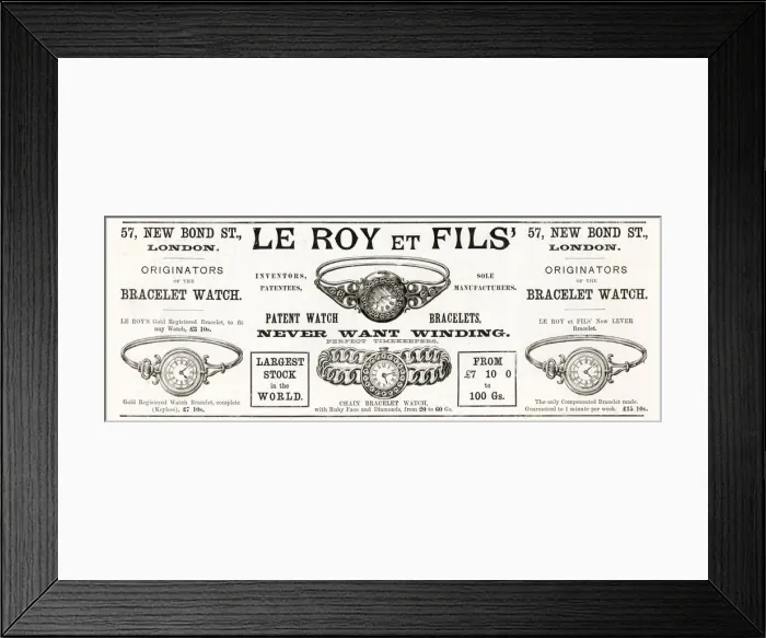 Framed Print : Advertisement for Le Roy et Fils, of New Bond Street, London, originators of the bracelet Framed Print : Advertisement for Le Roy et Fils, of New Bond Street, London, originators of the bracelet
