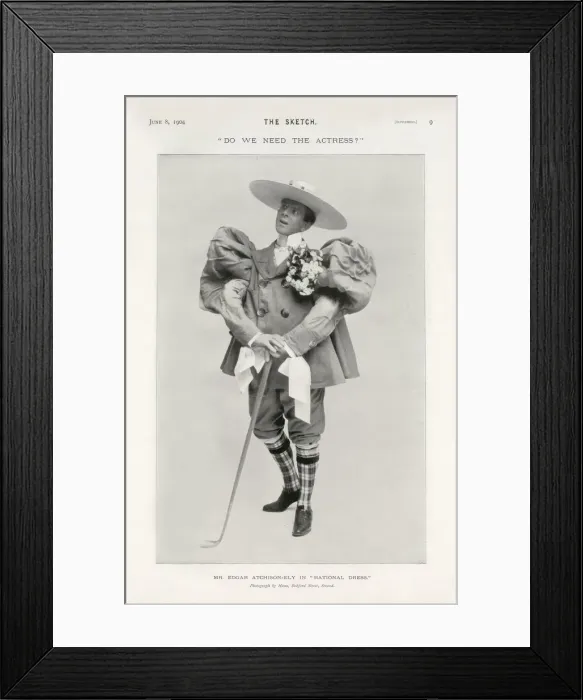 Framed Print : Do we need the Actress?. Mr Edgar Atchison-Ely in Rational Dress. Date: 1904 Framed Print : Do we need the Actress?. Mr Edgar Atchison-Ely in Rational Dress. Date: 1904
