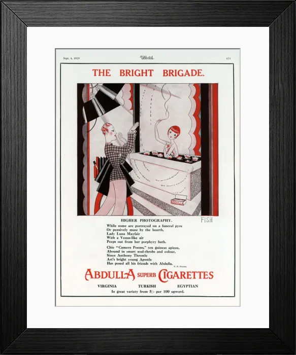 Framed Print : Illustration by Anne Harriet ( Annie ) Fish (1890-1964) for an Abdulla Cigarettes