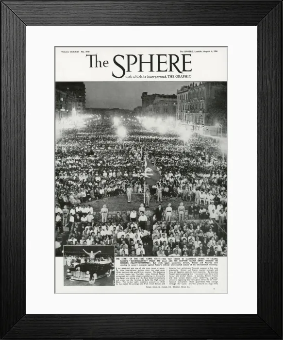 Framed Print : Start of the Suez Crisis - Vast crowds in Alexandria listen to Colonel Nassers spwwch