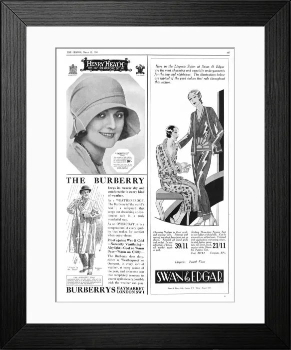 Framed Print : Advertisement for the Burberry weatherproof overcoat. Date: 1930 Framed Print : Advertisement for the Burberry weatherproof overcoat. Date: 1930
