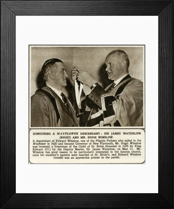 Framed Print : Honouring a Mayflower descendant - Sir James Waterlow (right) and Mr. Hugh Winslow Framed Print : Honouring a Mayflower descendant - Sir James Waterlow (right) and Mr. Hugh Winslow